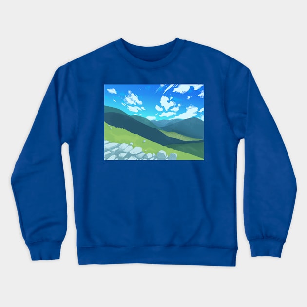 Blue Sky Ben Nevis Munro Mountain Crewneck Sweatshirt by gusniac